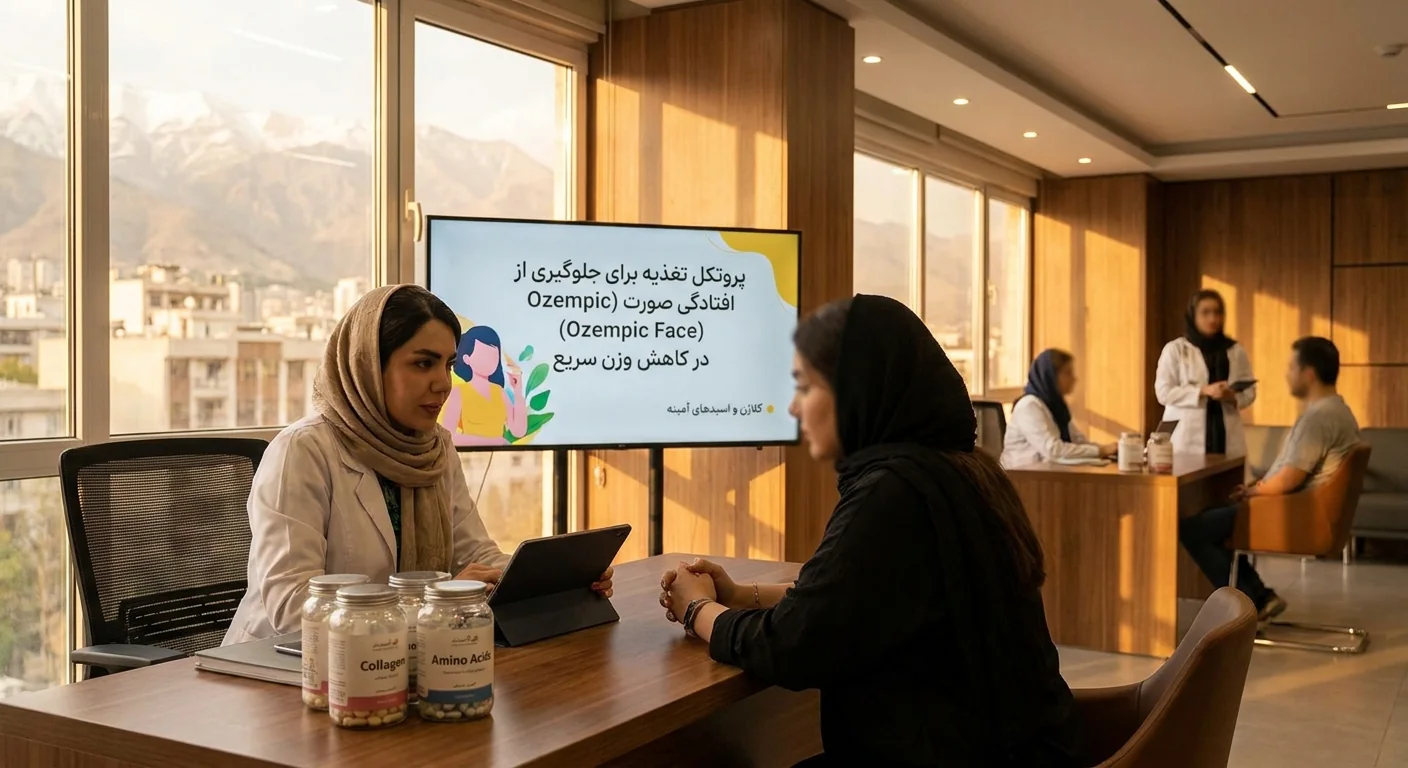 پروتکل تغذیه برای جلوگیری از افتادگی صورت (Ozempic Face) در کاهش وزن سریع؛ کلاژن و اسیدهای آمینه